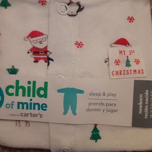 "MY 1ST CHRISTMAS" - CHILD OF MINE BY CARTER'S - CHRISTMAS SLEEP & PLAY SLEEPERS